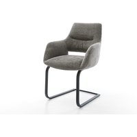 Freischwinger Yago-Flex mit Armlehnen Bouclé Soft Schlamm Freischwinger flach Schwarz Taschenfederkern
