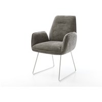 Esszimmerstuhl Zoa-Flex Bouclé Soft Schlamm Kufengestell Edelstahl Taschenfederkern