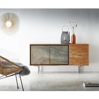 Sideboard Juwelo 150 cm Akazie Natur mit Steinfurnier – Bild 2