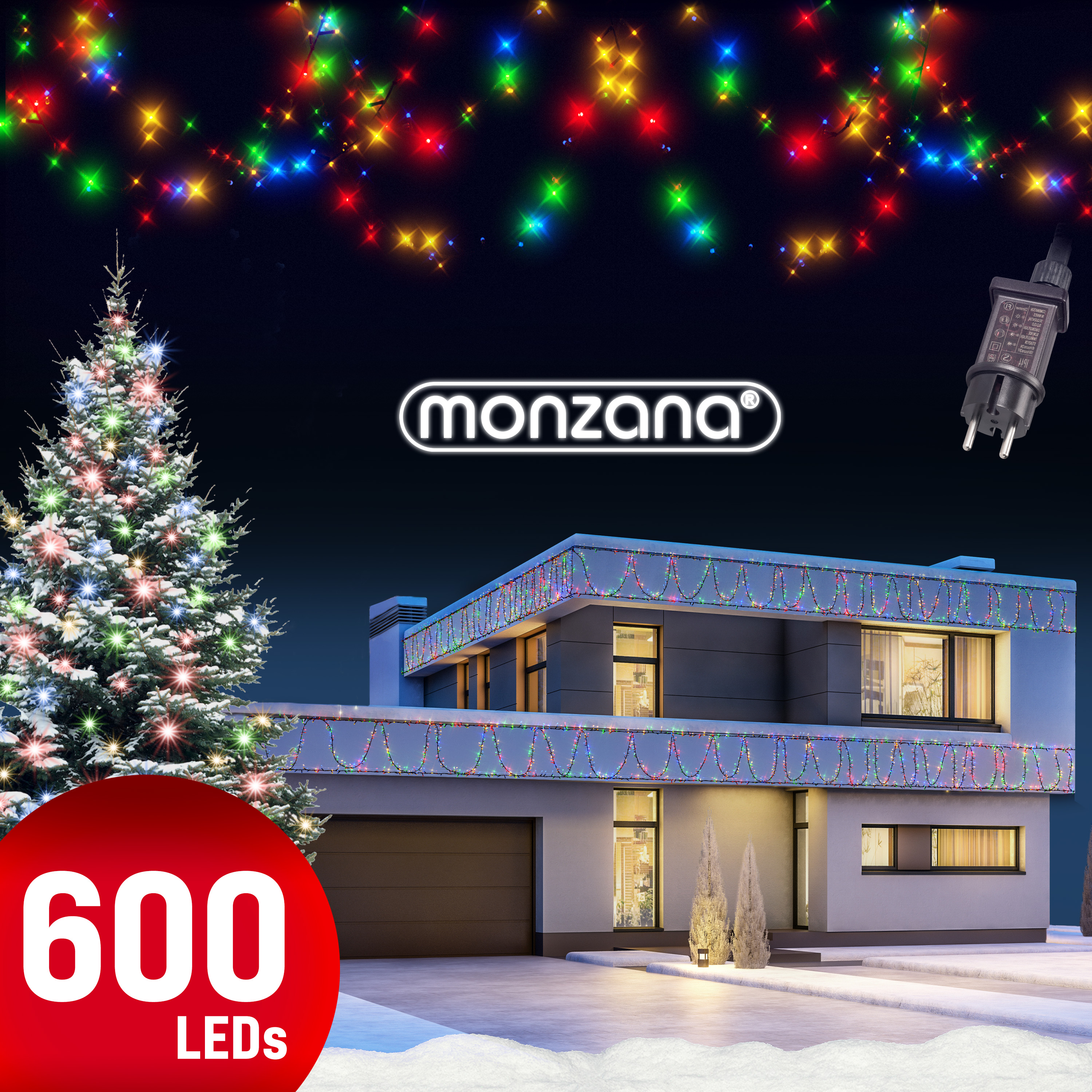 monzana Lichterkette Weihnachten Bunt 60m – Bild 3