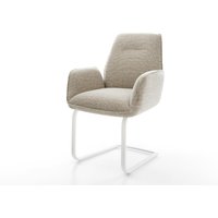 Freischwinger Zoa-Flex Webstoff Soft Beige Freischwinger flach Weiß Taschenfederkern
