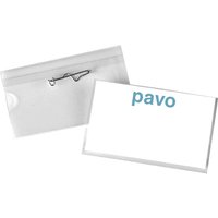 pavo Namensschild, mit Wellennadel, 40 x 60 mm, transparent