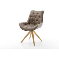 Esszimmerstuhl Taimi-Flex Mikrofaser Taupe Vintage Holzgestell kantig Natur 360 drehbar