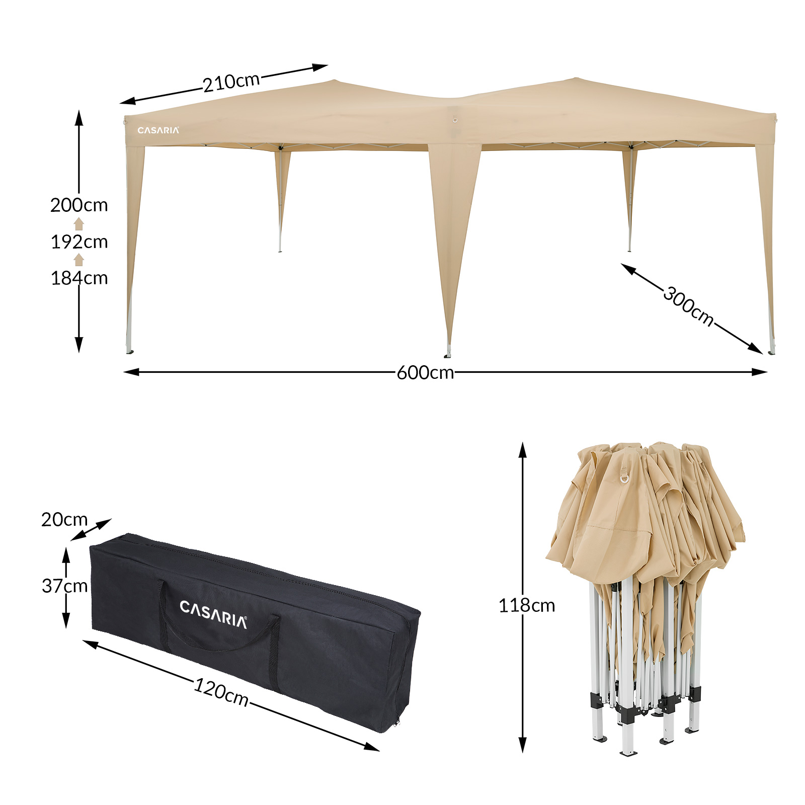 Deuba Faltpavillon Beige 3x6m UV-Schutz 50 – Bild 3