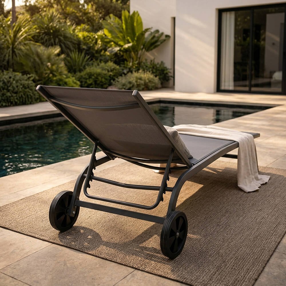 Gartenliege NAILEA DELUXE mit Rollen - Anthrazit – Bild 4