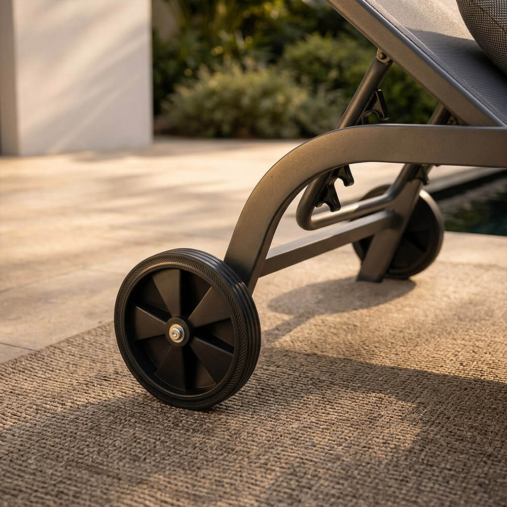 Gartenliege NAILEA DELUXE mit Rollen - Anthrazit – Bild 5
