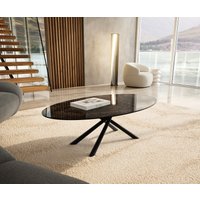 Couchtisch Edge Oval 140x80 cm Keramik Emperador Extra Lucidato Dunkelbraun Sarity Metall Schwarz