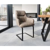 Freischwinger Zelia-Flex mit Armlehnen Mikrofaser Taupe Vintage Freischwinger flach Schwarz Taschenfederkern