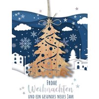CACTUS Weihnachtskarte, Tannenbaum, mit Holzapplikation – Bild 2