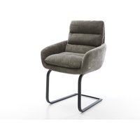 Freischwinger Abelia-Flex mit Armlehnen Bouclé Soft Schlamm Freischwinger flach Schwarz