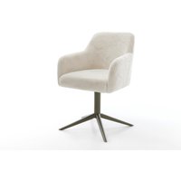 Drehstuhl Greg-Flex Plüsch Creme-Weiß Fußkreuz Effektfinish Titan 360 drehbar Wippfunktion Taschenfederkern