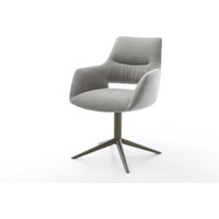 Drehstuhl Yago-Flex mit Armlehnen Strukturstoff Soft Grau Fußkreuz Effektfinish Titan 360 drehbar Wippfunktion Taschenfederkern