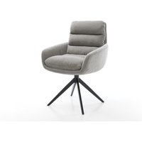 Drehstuhl Abelia-Flex mit Armlehnen Strukturstoff Soft Grau Kreuzgestell breit Schwarz 360 drehbar Wippfunktion