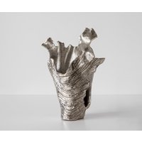 Vase Corallo B37 x T18 x H48 cm Aluminium Platin Handgemacht