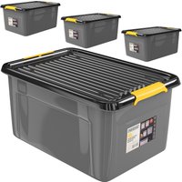 monzana Aufbewahrungsbox 4er-Set Grau/Anthrazit 58x39x25cm stapelbar