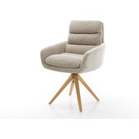 Drehstuhl Abelia-Flex mit Armlehnen Webstoff Soft Beige Holzgestell kantig Natur 360 drehbar – Bild 2