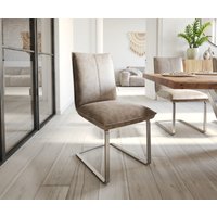 Freischwinger Lelio-Flex Mikrofaser Taupe Vintage Freischwinger flach Edelstahl Taschenfederkern