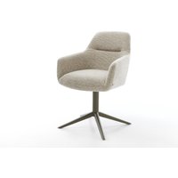 Drehstuhl Pejo-Flex Webstoff Soft Beige Fußkreuz Effektfinish Titan 360 drehbar Wippfunktion Taschenfederkern
