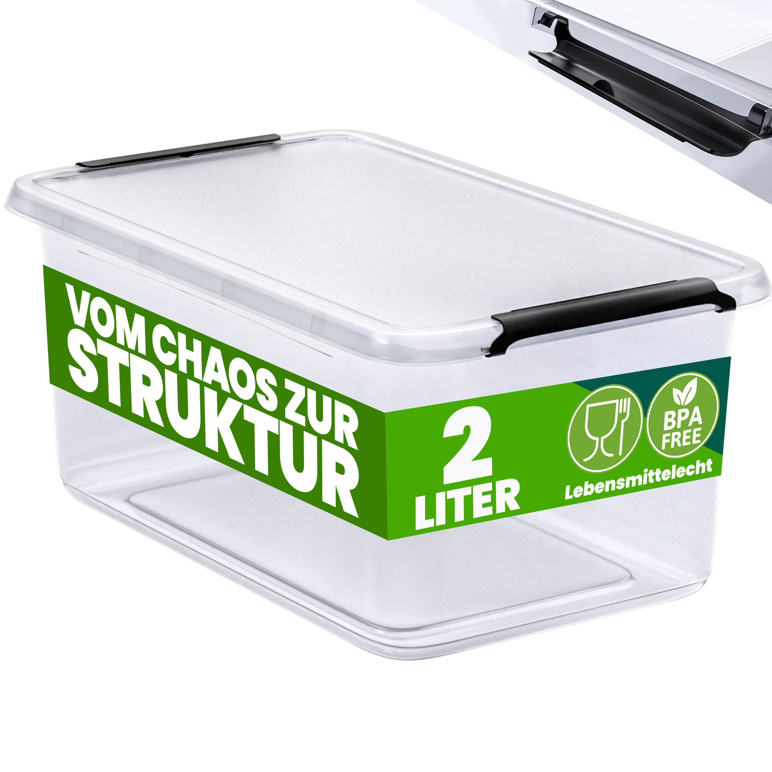 Deuba Aufbewahrungsbox 8er-Set 20x15x12cm 2L transparent stapelbar BPA-frei – Bild 2