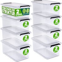 Deuba Aufbewahrungsbox 8er-Set 20x15x12cm 2L transparent stapelbar BPA-frei