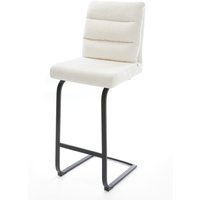 Barstuhl Pela-Flex Bouclé Soft Beige Freischwinger Flach Metall Schwarz