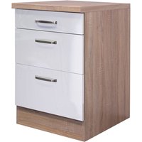 Auszugsunterschrank Valero Weiß Hochglanz/Braun 60x86x60cm