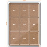 nobo Schaukasten Premium Plus, Kork-Rückwand, 9 x DIN A4