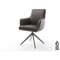 Drehstuhl Heira-Flex mit Armlehnen Mikrofaser Anthrazit Vintage Kreuzgestell breit Effektfinish Titan 360 drehbar Wippfunktion Taschenfederkern