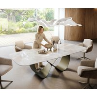 Esstisch Edge Boot 270x120 cm Keramik Iris FMG Onice Grigio Infinity Metall Effektfinish Titan