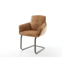 Freischwinger Luan-Flex mit Armlehnen Chenille Rost Freischwinger flach Effektfinish Titan