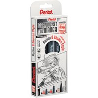 Pentel Fineliner-Set, Manga Action, schwarz, 3er Etui – Bild 2