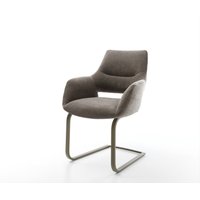 Freischwinger Yago-Flex mit Armlehnen Strukturstoff Soft Taupe Freischwinger flach Effektfinish Titan Taschenfederkern