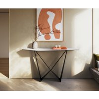 Konsolentisch Edge Polygonal 140x50 cm Keramik Laminam Statuarietto Weiß Spios Metall Schwarz