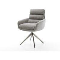 Drehstuhl Abelia-Flex mit Armlehnen Strukturstoff Soft Grau Kreuzgestell breit Graphit 360 drehbar Wippfunktion