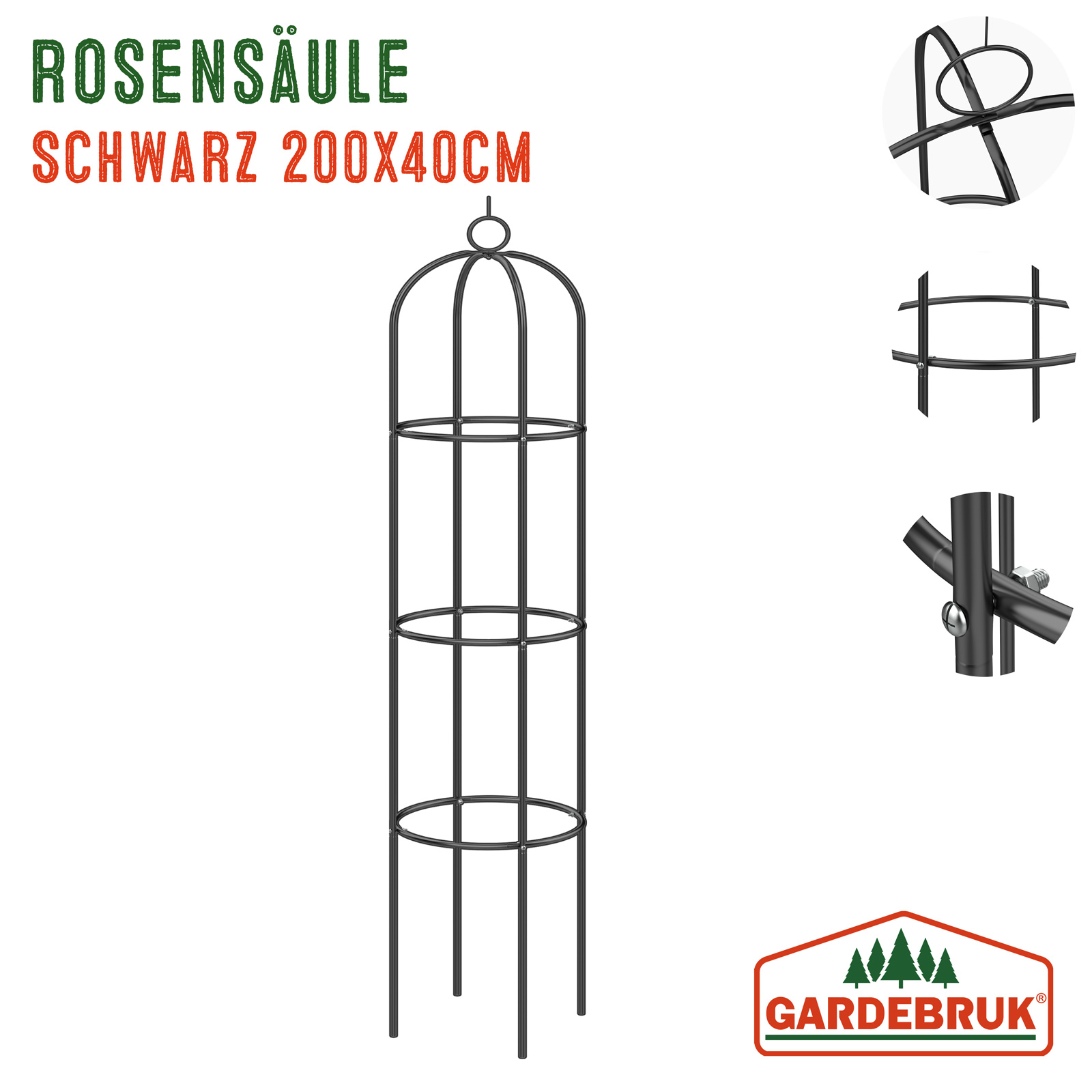 Gardebruk Rosensäule Schwarz 200x40cm – Bild 3
