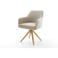 Drehstuhl Greg-Flex Webstoff Soft Beige Holzgestell kantig Natur 360 drehbar Taschenfederkern