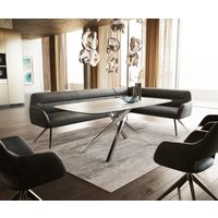 Esszimmerbank Taya-Flex 285x190 cm Mikrofaser Anthrazit Vintage Kreuzgestell kantig Edelstahl Taschenfederkern Rechts