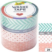 folia Deko-Klebeband Washi-Tape GEOMETRISCH, 4er Set – Bild 2