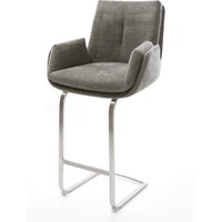 Barstuhl Clea-Flex Bouclé Soft Schlamm Freischwinger Flach Edelstahl Silberfarben