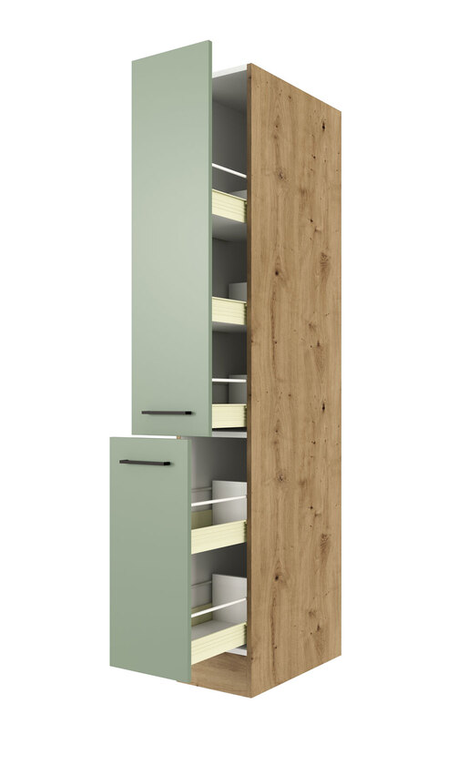 Apotheker-Hochschrank Cara Schilfgrün/Artisan Eiche NB 30cm – Bild 3