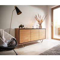Sideboard Stonegrace 145 cm Akazie Natur 3 Türen Steinfurnier V-Fuß