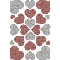 HERMA Sticker MAGIC, Herzen rot & silber, Glittery