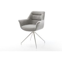 Esszimmerstuhl Kaira-Flex Strukturstoff Soft Grau Kreuzgestell konisch Edelstahl