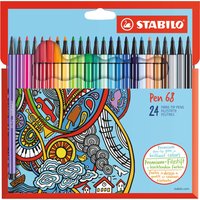 STABILO Fasermaler Pen 68, 24er Kartonetui
