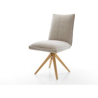 Drehstuhl Lelio-Flex Webstoff Soft Beige Holzgestell kantig Natur 360 drehbar Taschenfederkern – Bild 2