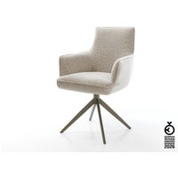 Drehstuhl Heira-Flex mit Armlehnen Webstoff Soft Beige Kreuzgestell breit Effektfinish Titan 360 drehbar Wippfunktion Taschenfederkern