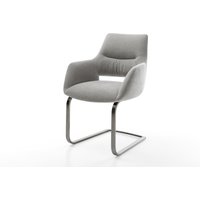 Freischwinger Yago-Flex mit Armlehnen Strukturstoff Soft Grau Freischwinger flach Graphit Taschenfederkern