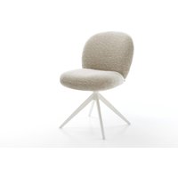 Drehstuhl Nube-Flex Webstoff Soft Beige Kreuzgestell breit Weiß 360 drehbar Wippfunktion Taschenfederkern