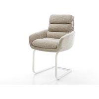 Freischwinger Abelia-Flex mit Armlehnen Webstoff Soft Beige Freischwinger flach Weiß
