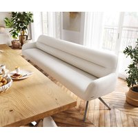 Esszimmerbank Taya-Flex 300 cm Bouclé Creme-Weiß Kreuzgestell kantig Graphit Taschenfederkern – Bild 2
